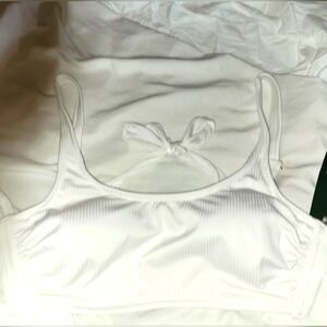 Large Bikini, white top, vintage style bottom